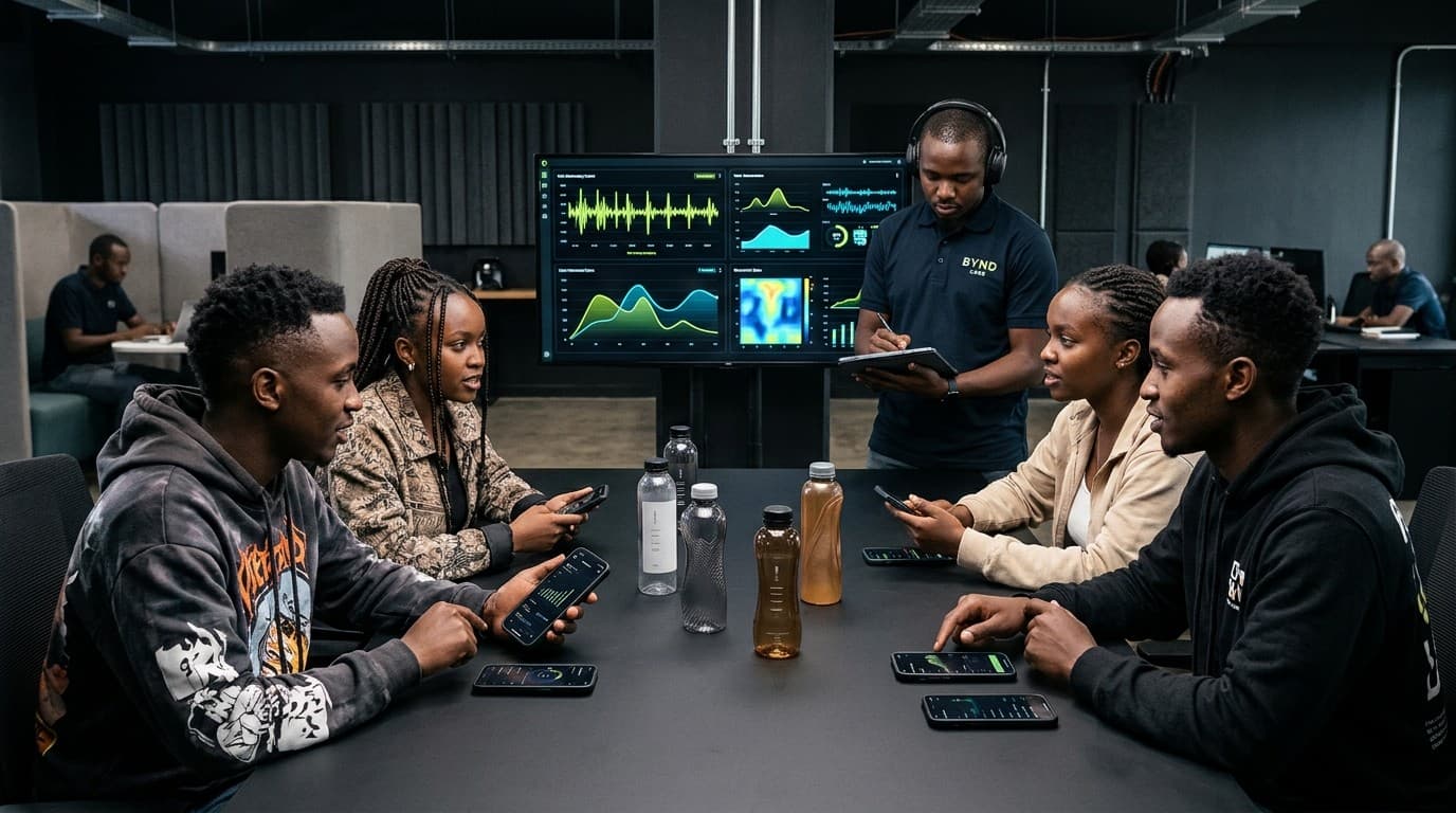 BYND Labs youth research panel testing a mobile product in Nairobi, Kenya